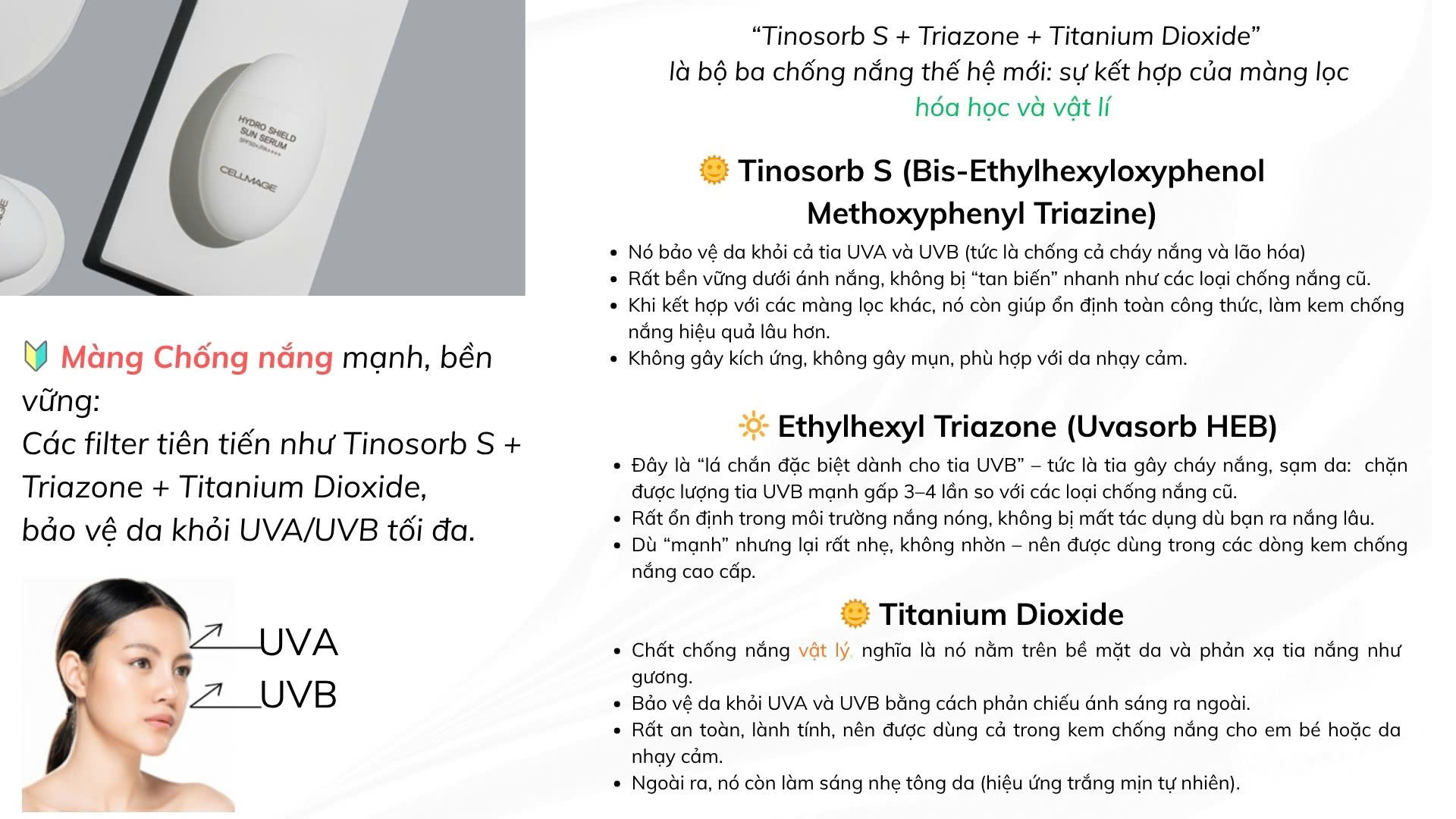 Thành phần kem chống nắng Serum